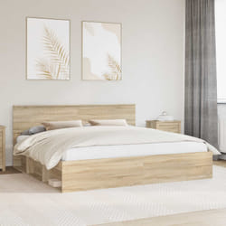 Cadre De Lit Avec Tête De Lit Sonoma 200 X 200 Cm Pin Massif Vidaxl