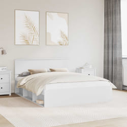 Cadre De Lit Avec Tête De Lit Blanc 160 X 200 Cm Pin Massif Vidaxl