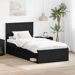 Cadre De Lit Avec Tête De Lit Noir 90 X 200 Cm Pin Massif Vidaxl