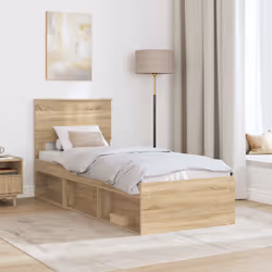 Cadre De Lit Chêne Sonoma 75 X 190 Cm Pin Massif Vidaxl - Vue supplémentaire 2