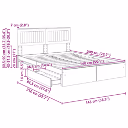 Lit De Rangement Chêne Sonoma 140 X 200 Cm Bois D'Ingénierie Vidaxl - Vue supplémentaire 2