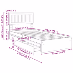 Lit De Rangement Chêne Sonoma 90 X 200 Cm Bois D'Ingénierie Vidaxl - Vue supplémentaire 2