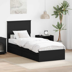 Lit De Rangement Avec Tiroir Noir 75 X 190 Cm Bois D'Ingénierie Vidaxl