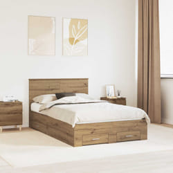 Cadre De Lit Chêne Artisanal 120 X 190 Cm Bois D'Ingénierie Vidaxl