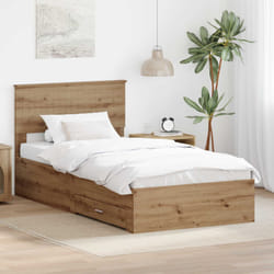 Cadre De Lit Chêne Artisanal 100 X 200 Cm Bois D'Ingénierie Vidaxl