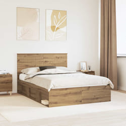 Cadre De Lit Chêne Artisan 140 X 190 Cm Bois De Pin Massif Vidaxl