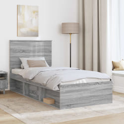 Cadre De Lit Gris Sonoma 90 X 190 Cm Bois De Pin Massif Vidaxl