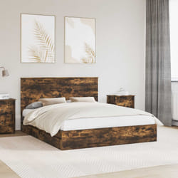 Lit De Rangement Chêne Fumé 160 X 200 Cm Bois D'Ingénierie Vidaxl