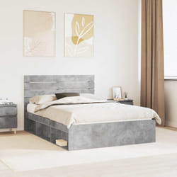 Cadre De Lit Avec Tête De Lit Béton 140 X 200 Cm Pin Massif Vidaxl