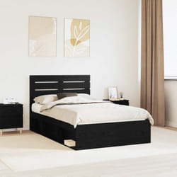 Cadre De Lit Avec Tête De Lit Noir 135 X 190 Cm Pin Massif Vidaxl