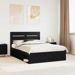 Cadre De Lit Noir 150 X 200 Cm Bois De Pin Massif Vidaxl