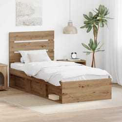 Cadre De Lit Chêne Artisan 100 X 200 Cm Bois De Pin Massif Vidaxl