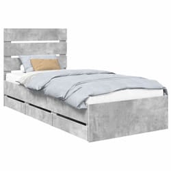 Cadre de lit avec tiroir - vidaXL - Gris béton - 90x190 cm - Bois ingénierie - Design moderne - Base à lattes