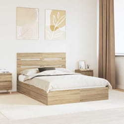 Lit De Rangement Chêne Sonoma 140 X 200 Cm Bois D'Ingénierie Vidaxl