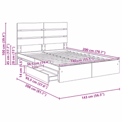 Lit De Rangement Chêne Sonoma 140 X 200 Cm Bois D'Ingénierie Vidaxl - Vue supplémentaire 2