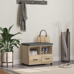 Banc dentrée Vidaxl Chêne Sonoma avec coussin et rangement 60 x 38 x 46 cm