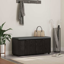 VIDAXL Banc dentrée chêne noir 100 x 38 x 46 cm avec coussin et rangement 2 portes