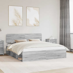 Cadre De Lit Gris Sonoma 200 X 200 Cm Pin Massif Vidaxl
