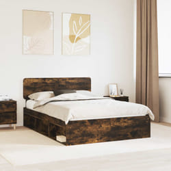 Cadre De Lit Chêne Fumé 140 X 190 Cm Pin Massif Vidaxl