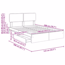 Lit De Rangement Chêne Sonoma 140 X 200 Cm Bois D'Ingénierie Vidaxl - Vue supplémentaire 2