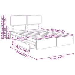 Lit De Rangement Chêne Sonoma 140 X 190 Cm Bois D'Ingénierie Vidaxl - Vue supplémentaire 2