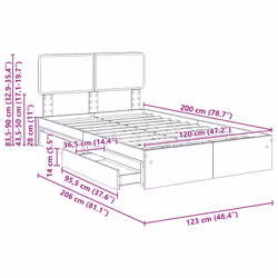Lit De Rangement Chêne Sonoma 120 X 200 Cm Bois D'Ingénierie Vidaxl - Vue supplémentaire 2