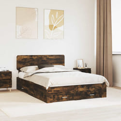 Cadre De Lit Chêne Fumé 140 X 190 Cm Bois D'Ingénierie Vidaxl