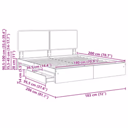 Lit De Rangement Chêne Sonoma 180 X 200 Cm Bois D'Ingénierie Vidaxl - Vue supplémentaire 2