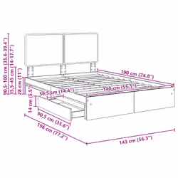 Lit De Rangement Blanc 140 X 190 Cm Bois D'Ingénierie Vidaxl - Vue supplémentaire 2