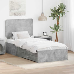 Cadre De Lit Gris Béton 75 X 190 Cm Bois D'Ingénierie Vidaxl