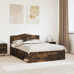 Cadre De Lit Chêne Fumé 140 X 200 Cm Bois De Pin Massif Vidaxl