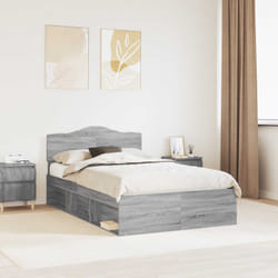 Cadre De Lit Gris Sonoma 135 X 190 Cm Bois De Pin Massif Vidaxl