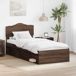 Cadre De Lit Chêne Brun 90 X 200 Cm Bois De Pin Massif Vidaxl