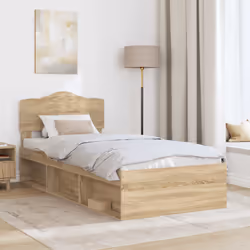 Cadre De Lit Chêne Sonoma 75 X 190 Cm Pin Massif Vidaxl - Vue supplémentaire 2