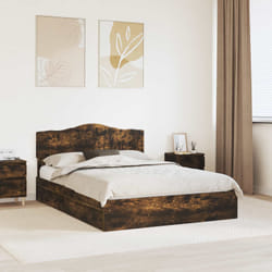 Lit De Rangement Chêne Fumé 160 X 200 Cm Bois D'Ingénierie Vidaxl