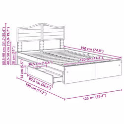 Lit De Rangement Blanc 120 X 190 Cm Bois D'Ingénierie Vidaxl - Vue supplémentaire 2