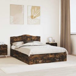 Cadre De Lit Chêne Fumé 140 X 200 Cm Bois D'Ingénierie Vidaxl