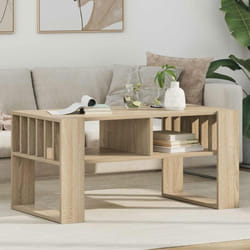 Table basse rectangulaire Vidaxl chêne Sonoma 92 x 495 x 45 cm — bois dingénierie étagères intégrées