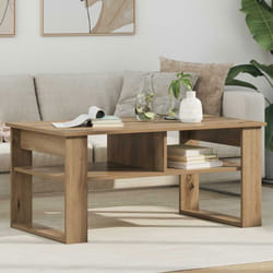 vidaXL Table basse rectangulaire 96×54×44 cm Chêne artisanal – Bois dingénierie étagères de rangement