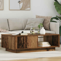 VIDAXL Table basse rectangulaire en bois dingénierie 95 x 55 x 31 cm – Bois ancien 1 tiroir