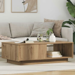 VIDAXL Table basse rectangulaire chêne artisanal 95 x 55 x 31 cm - Bois dingénierie 1 tiroir
