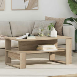 VIDAXL Table basse rectangulaire Chêne Sonoma 90x50x40 cm - Bois dingénierie étagères intégrées style contemporain