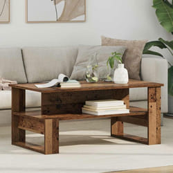 Table basse - VIDAXL - 90 x 50 x 40 cm - Bois dingénierie - Rectangulaire - Étagères intégrées