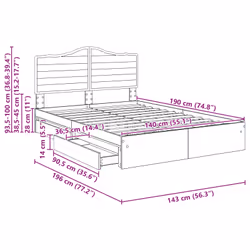 Lit De Rangement Blanc 140 X 190 Cm Bois D'Ingénierie Vidaxl - Vue supplémentaire 2