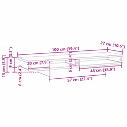Support De Moniteur Noir 100 X 27 X 13 Cm Bois D'Ingénierie Vidaxl - Vue supplémentaire 2