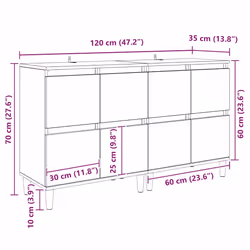 Buffets 2 Pcs Bois Ancien 60 X 35 X 70 Cm Bois D'Ingénierie Vidaxl - Vue supplémentaire 2