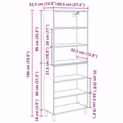 Haut Armoire Bois Ancien 69,5 X 32,5 X 180 Cm Bois D'Ingénierie Vidaxl - Vue supplémentaire 2