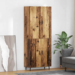 Haut Armoire 2 Pcs Bois Ancien Bois Aggloméré Et Verre Vidaxl