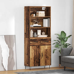 Haut Armoire Avec Tiroir 2 Pcs Bois Ancien Bois D'Ingénierie Vidaxl