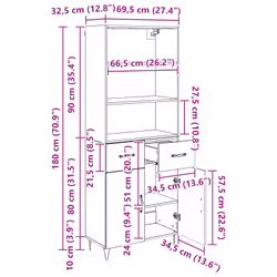 Haut Armoire Avec Tiroir 2 Pcs Bois Ancien Bois D'Ingénierie Vidaxl - Vue supplémentaire 2